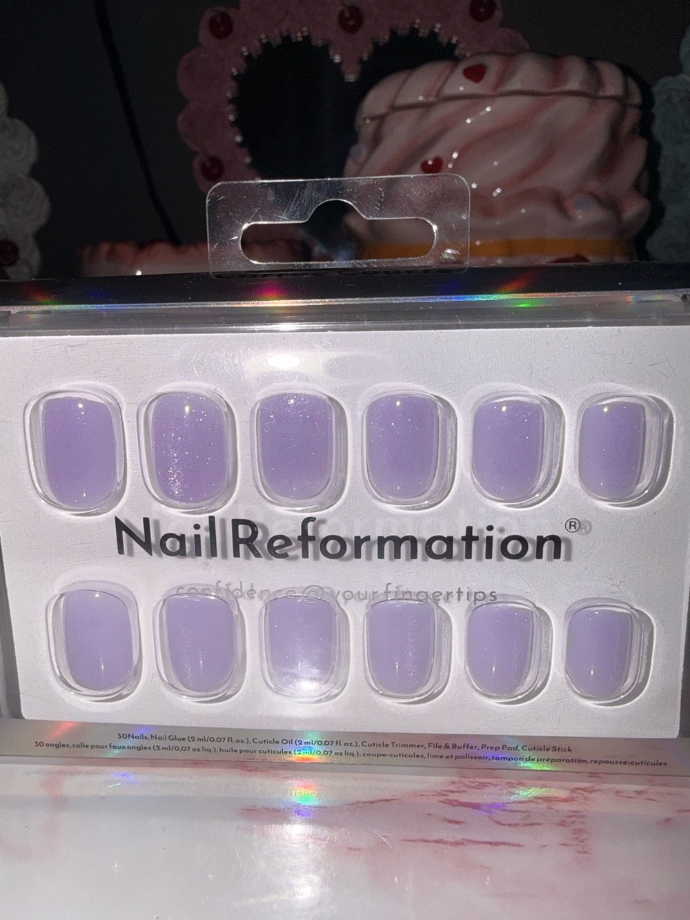 Nail Reformation Purple Glitter Short Square Press-On Nails